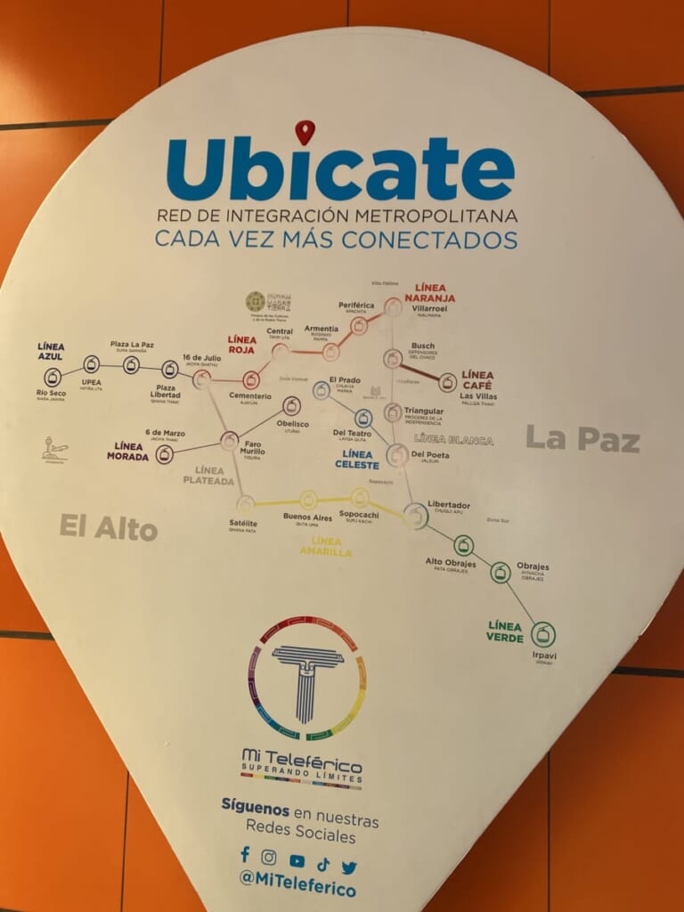 ミ・テレフェリコの駅に貼られた全路線の路線図